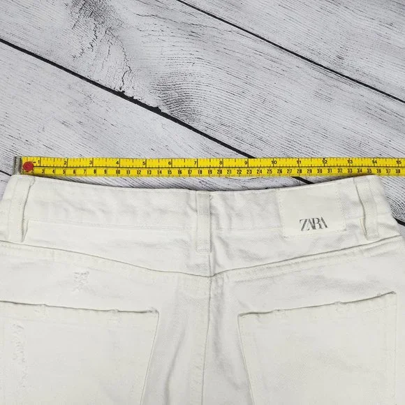 Zara Denim Skirt White Distressed, Size S - Picture 8 of 13